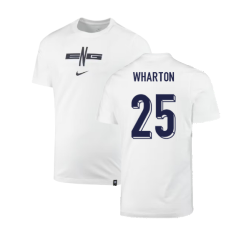 2024-2025 England Soccer T-Shirt (White) (Wharton 25)