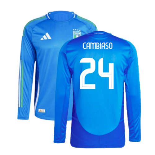 2024-2025 Italy Authentic Long Sleeve Home Shirt (CAMBIASO 24)