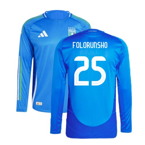 2024-2025 Italy Authentic Long Sleeve Home Shirt (FOLORUNSHO 25)