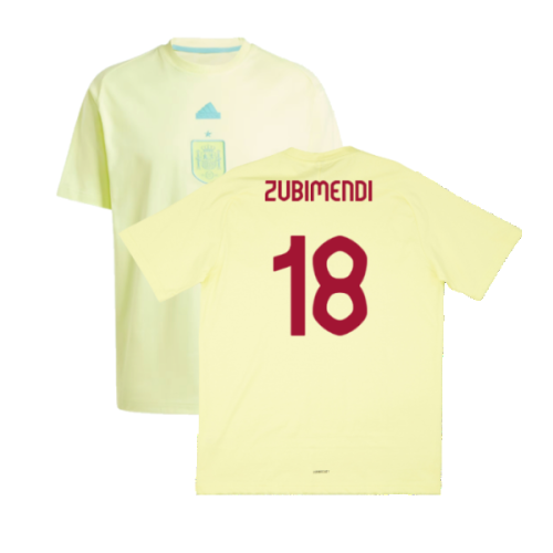 2024-2025 Spain Travel Tee (Yellow) (Zubimendi 18)