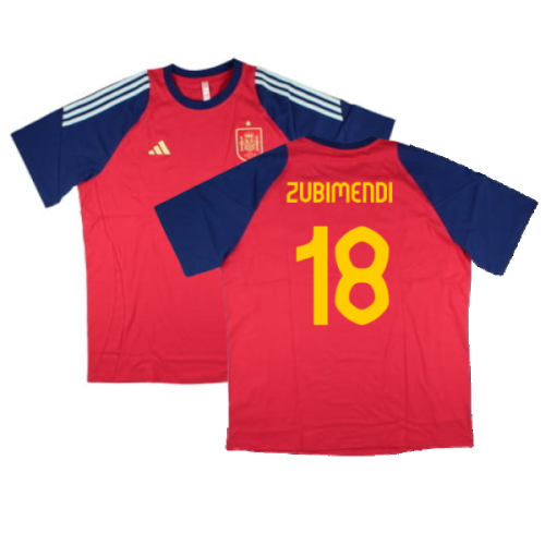 2024-2025 Spain Training Tee (Red) (Zubimendi 18)