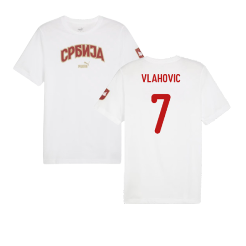 2024-2025 Serbia FtblIcons Tee (White) (Vlahovic 7)