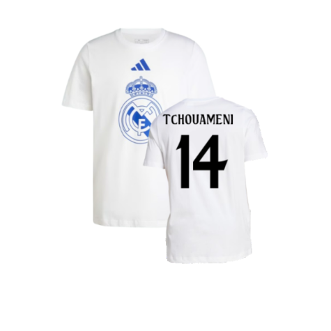 2024-2025 Real Madrid DNA Graphic Tee (White) (Tchouameni 14)