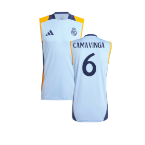 2024-2025 Real Madrid Sleeveless Jersey (Glow Blue) (Camavinga 6)