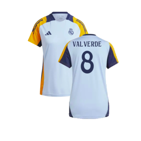 2024-2025 Real Madrid Training Shirt (Glow Blue) - Womens (Valverde 8)