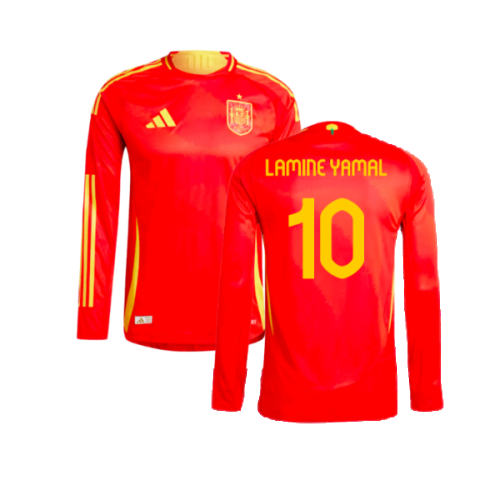 2024-2025 Spain Authentic Long Sleeve Home Shirt (Lamine Yamal 10)