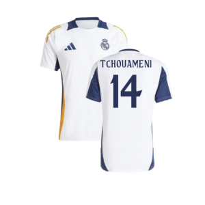 2024-2025 Real Madrid Training Tee (White) (Tchouameni 14)