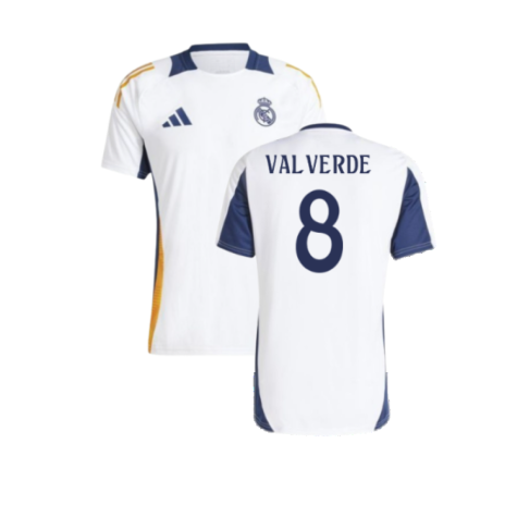 2024-2025 Real Madrid Training Tee (White) (Valverde 8)