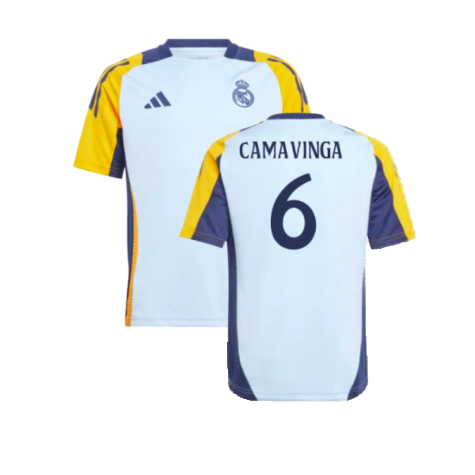 2024-2025 Real Madrid Training Shirt (Glow Blue) - Kids (Camavinga 6)