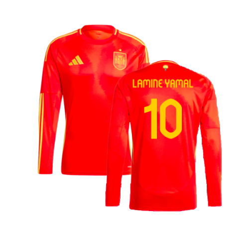 2024-2025 Spain Long Sleeve Home Shirt (Lamine Yamal 10)