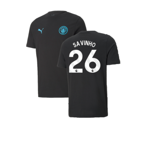 2024-2025 Man City ESS Tee (Black) - Kids (Savinho 26)