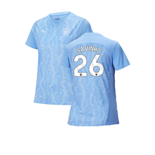 2024-2025 Man City Prematch SS Shirt (Light Blue) - Womens (Savinho 26)