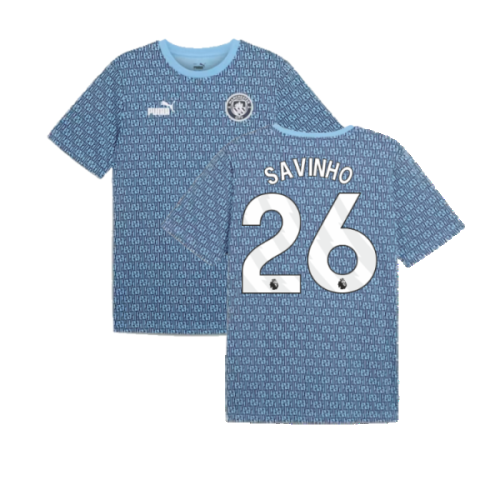 2024-2025 Man City ftblCulture Tee AOP (Navy) (Savinho 26)