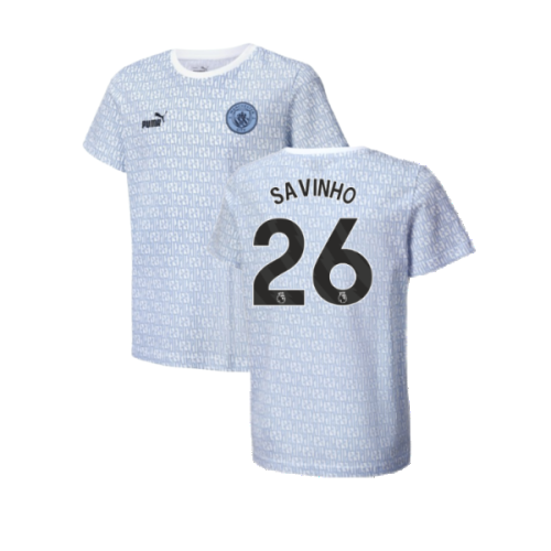 2024-2025 Man City ftblCulture Tee AOP (Light Blue) (Savinho 26)