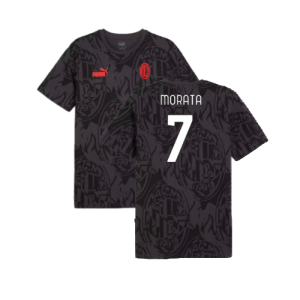 2024-2025 AC Milan ftblCulture Tee AOP (Black) (Morata 7)