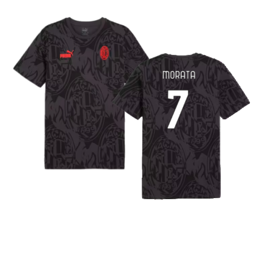 2024-2025 AC Milan ftblCulture Tee AOP (Black) (Morata 7)