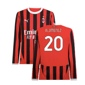 2024-2025 AC Milan Home Long Sleeve Shirt (A.Jimenez 20)