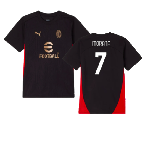 2024-2025 AC Milan Training Shirt (Black) - Kids (Morata 7)