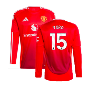 2024-2025 Man Utd Long Sleeve Home Shirt (Yoro 15)