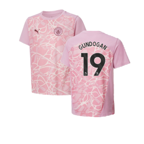 2024-2025 Man City Pre-Match Shirt (Pink Icing) - Kids (Gundogan 19)