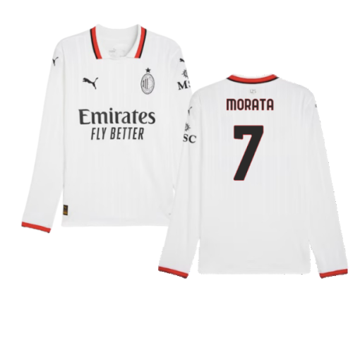 2024-2025 AC Milan Away Long Sleeve Shirt (Morata 7)