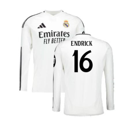 2024-2025 Real Madrid Long Sleeve Home Shirt (Endrick 16)