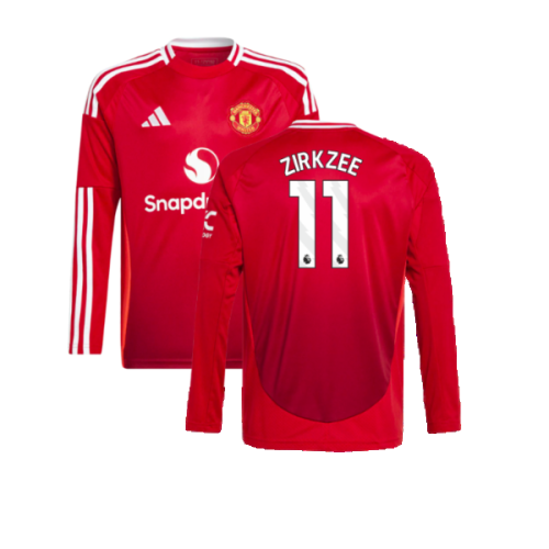 2024-2025 Man Utd Long Sleeve Home Shirt (Kids) (Zirkzee 11)