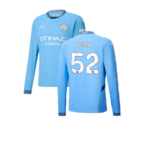 2024-2025 Man City Home Long Sleeve Shirt (Bobb 52)