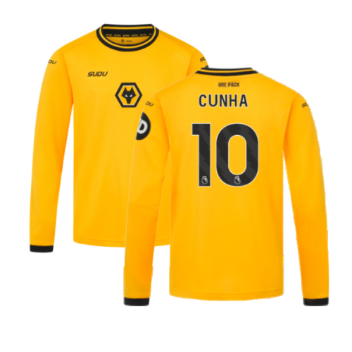 2024-2025 Wolves Long Sleeve Home Shirt (Kids) (Cunha 10)