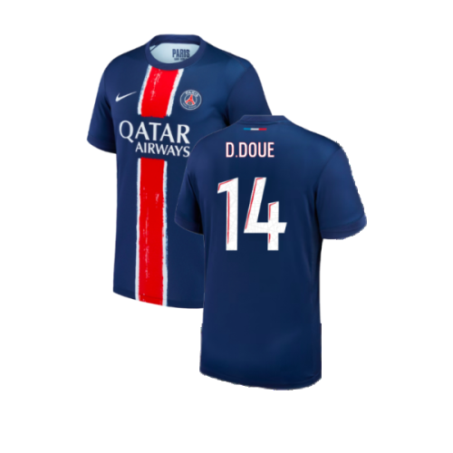 2024-2025 PSG Paris Saint Germain Home Shirt (Kids) (D.Doue 14)