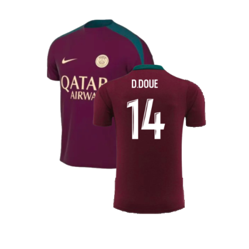 2024-2025 PSG Strike Dri-Fit Training Shirt (Bordeaux) - Kids (D.Doue 14)