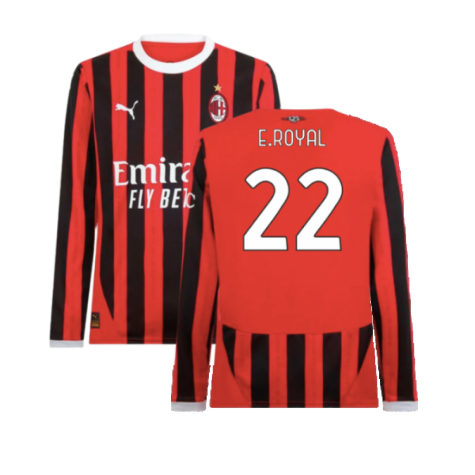 2024-2025 AC Milan Home Long Sleeve Shirt (E.Royal 22)