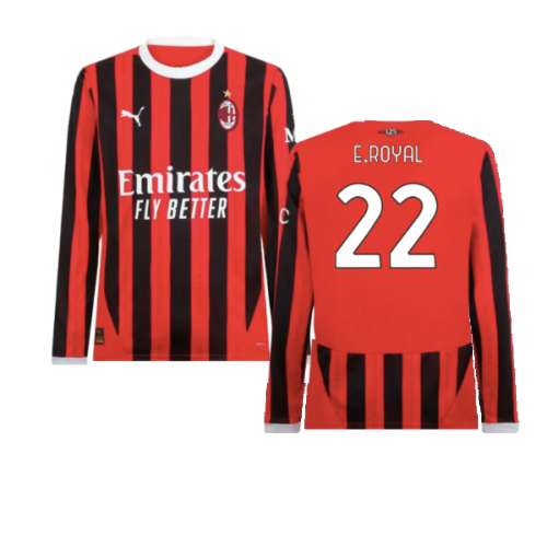 2024-2025 AC Milan Home Long Sleeve Shirt (E.Royal 22)