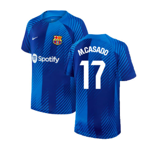 2024-2025 Barcelona Pre-Match Shirt (Blue) - Kids (M.Casado 17)