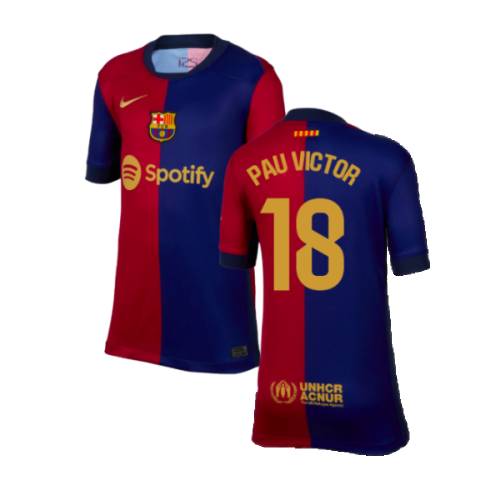 2024-2025 Barcelona Home Shirt (Kids) (Pau Victor 18)