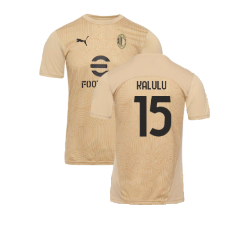 2024-2025 AC Milan Pre-Match Shirt (Putty) (Kalulu 15)