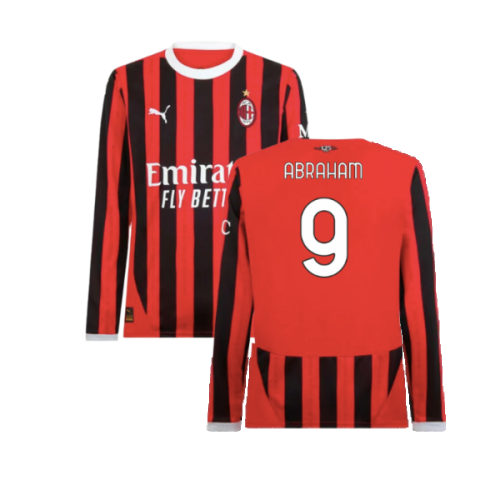 2024-2025 AC Milan Home Long Sleeve Shirt (Abraham 9)