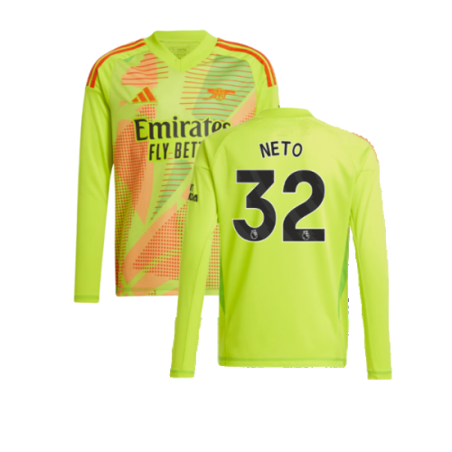 2024-2025 Arsenal Home Goalkeeper Shirt (Yellow) - Kids (Neto 32)