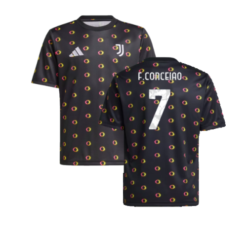 2024-2025 Juventus Pre-Match Shirt (Black) - Kids (F.Conceiao 7)