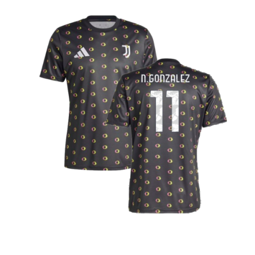 2024-2025 Juventus Pre-Match Shirt (Black) (N.Gonzalez 11)