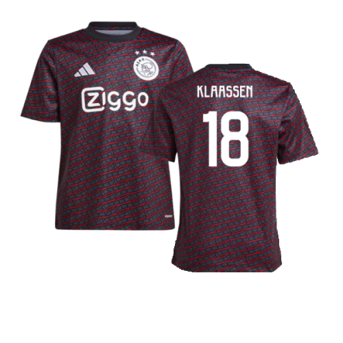 2024-2025 Ajax Pre Match Shirt (Black) - Kids (Klaassen 18)