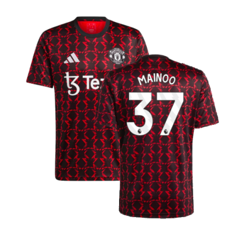 2024-2025 Man Utd Pre-Match Shirt (Black) (Mainoo 37)