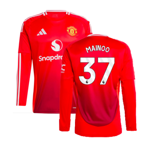 2024-2025 Man Utd Long Sleeve Home Shirt (Mainoo 37)