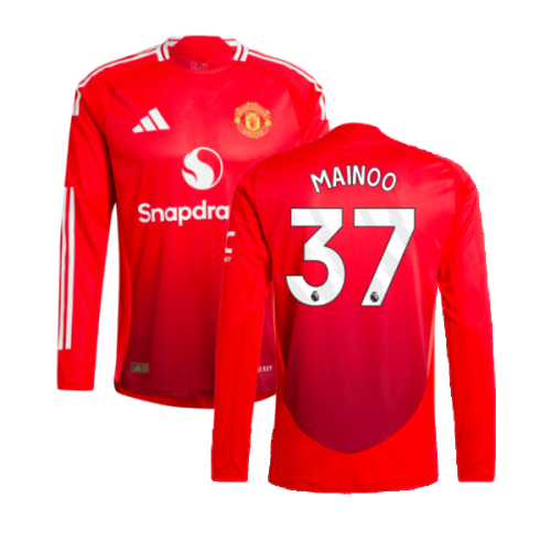 2024-2025 Man Utd Authentic Long Sleeve Home Shirt (Mainoo 37)