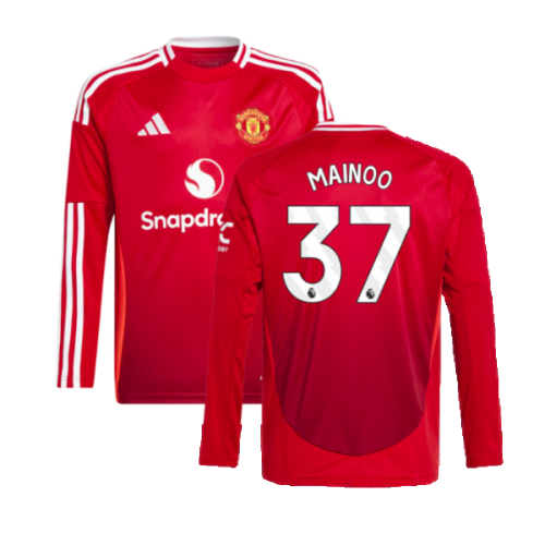 2024-2025 Man Utd Long Sleeve Home Shirt (Kids) (Mainoo 37)