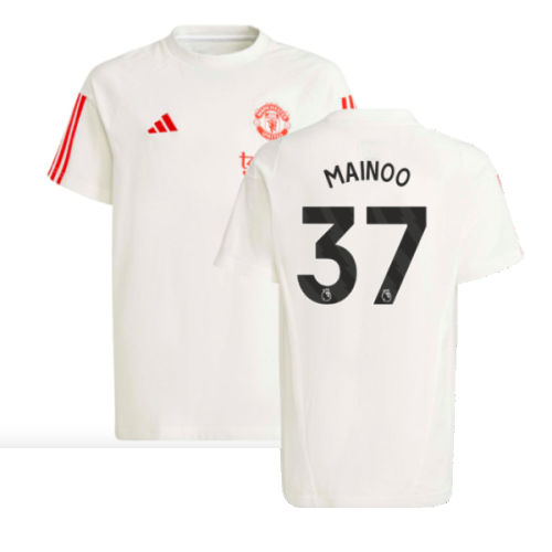 2023-2024 Man Utd Training Tee (White) - Kids (Mainoo 37)