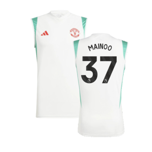 2023-2024 Man Utd Sleeveless Jersey (White) (Mainoo 37)