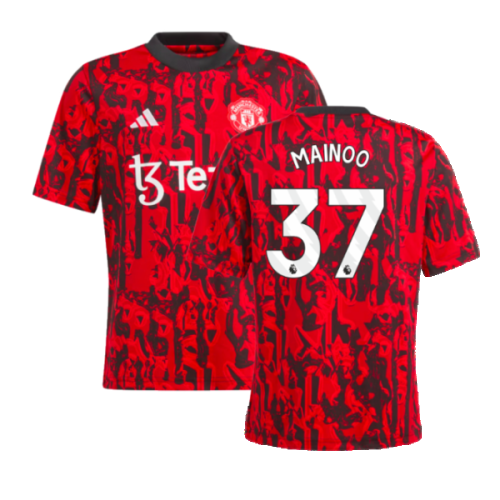 2023-2024 Man Utd Pre-Match Shirt (Red) - Kids (Mainoo 37)