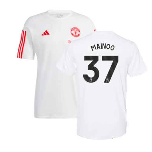 2023-2024 Man Utd Training Tee (White) (Mainoo 37)