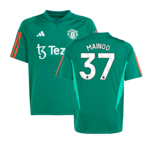 2023-2024 Man Utd Training Shirt (Green) - Kids (Mainoo 37)